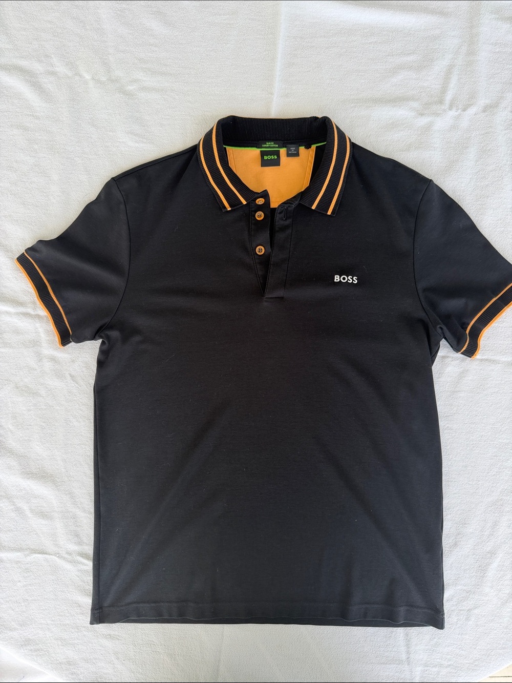 BOSS Black Polo with Orange Trim